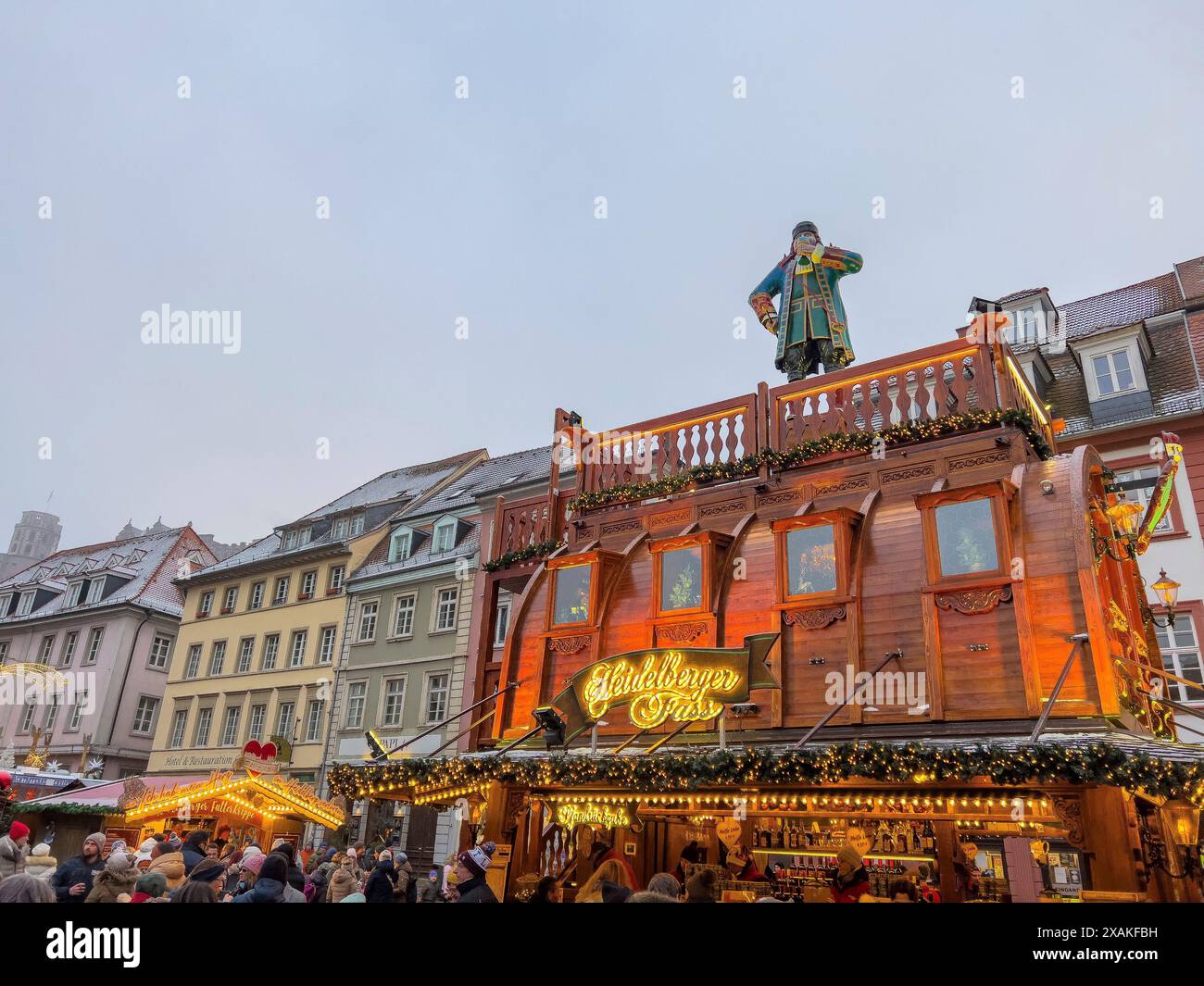 Europa, Deutschland, Baden-Württemberg, Heidelberg, Weihnachtsmarkt auf dem Heidelberger Marktplatz Stockfoto