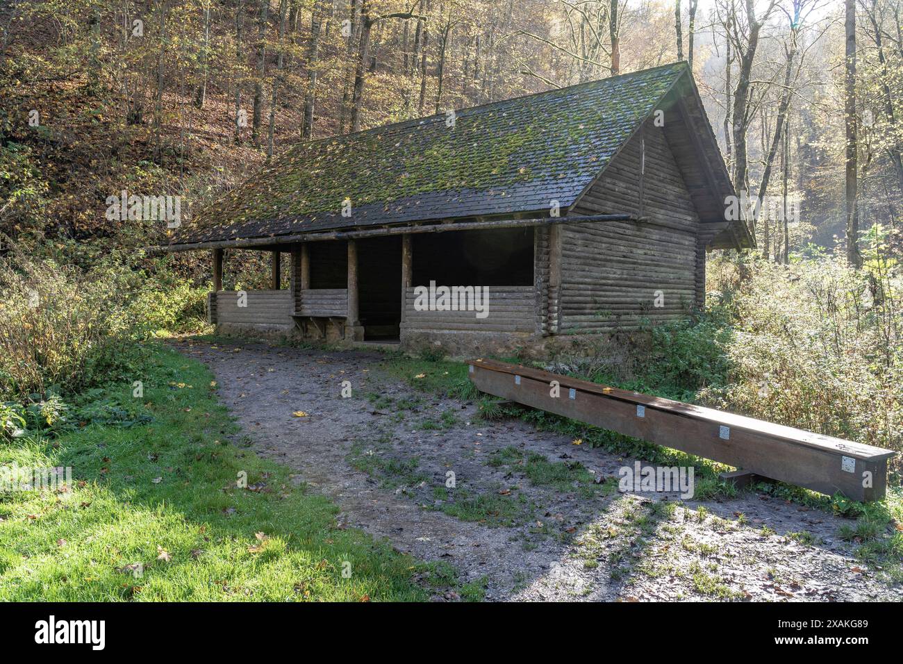 Europa, Deutschland, Baden-Württemberg, Naturpark Schwarzwald Südschwarzwald, Schluchtensteig, Schurhammerhütte in der Wutachschlucht Stockfoto