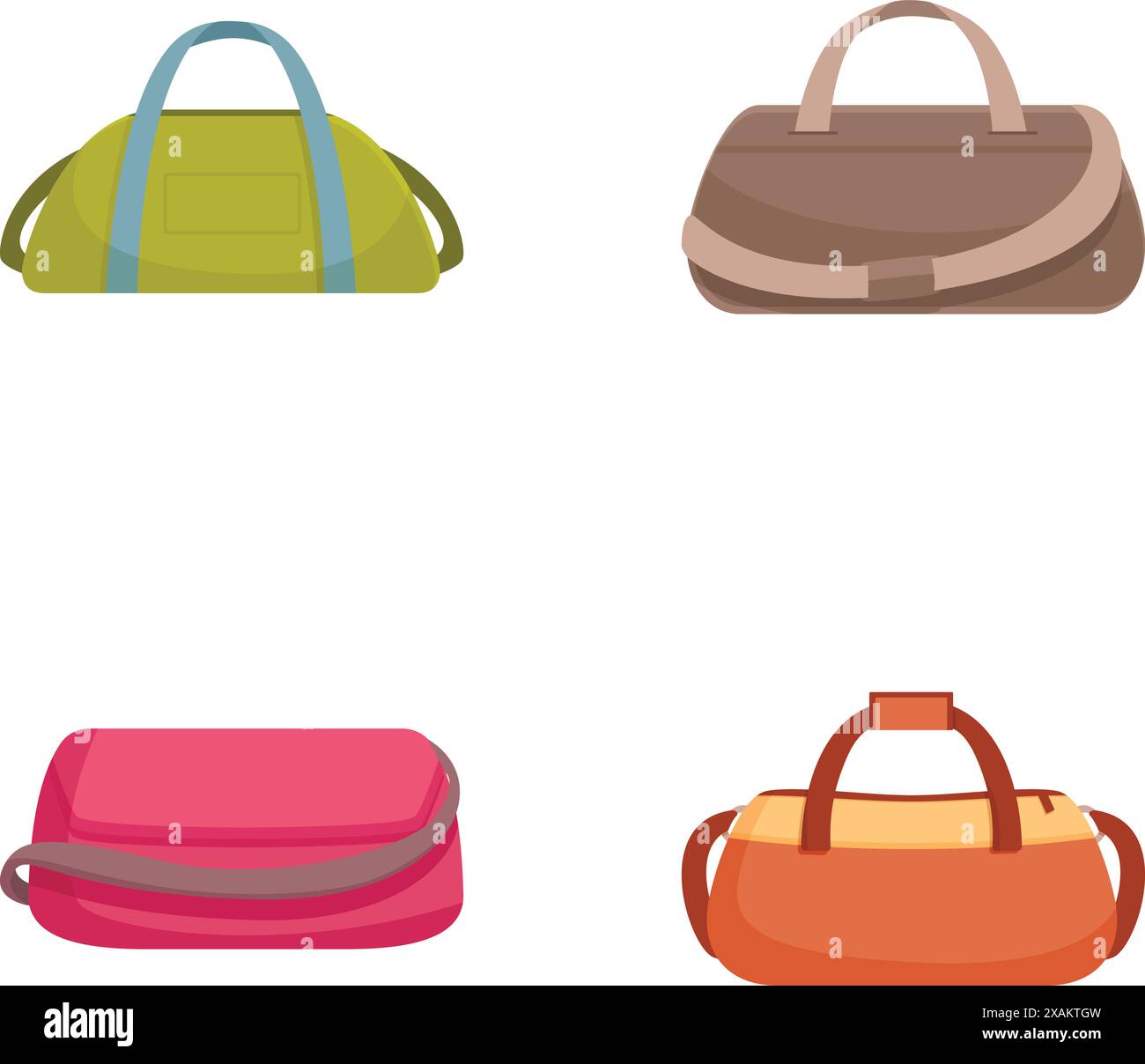 Bunte Illustrationskollektion mit vier verschiedenen Reisetaschen im Cartoonstil Stock Vektor