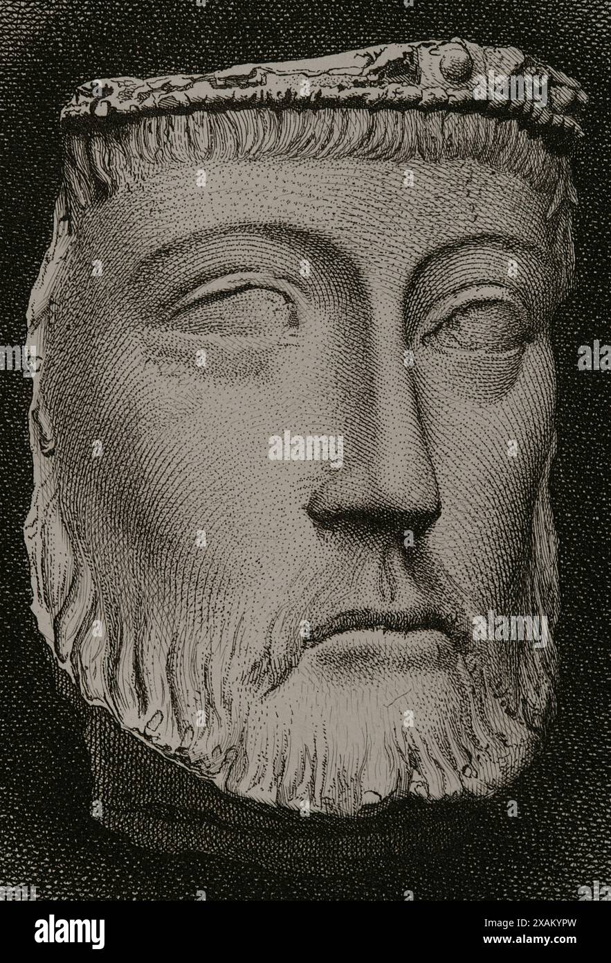 Johann I. von Kastilien (1358-1390). König von Kastilien von 1379 bis 1390. Gravur von Masson. Lithographie von Magin Pujadas. Historia General de Espana, von Modesto Lafuente. Band II. Veröffentlicht in Barcelona, 1879. Stockfoto
