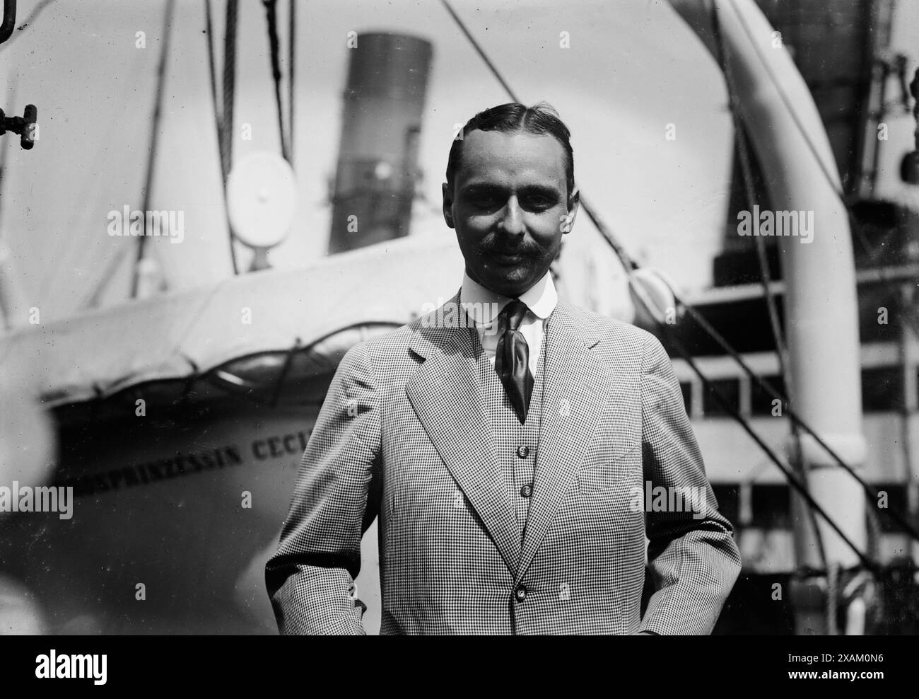 Jay Gould, zwischen 1910 und 1915. Zeigt Jay Gould II (1888-1935) auf dem deutschen Liner S.S. Kronprinzessin Cecilie. Stockfoto