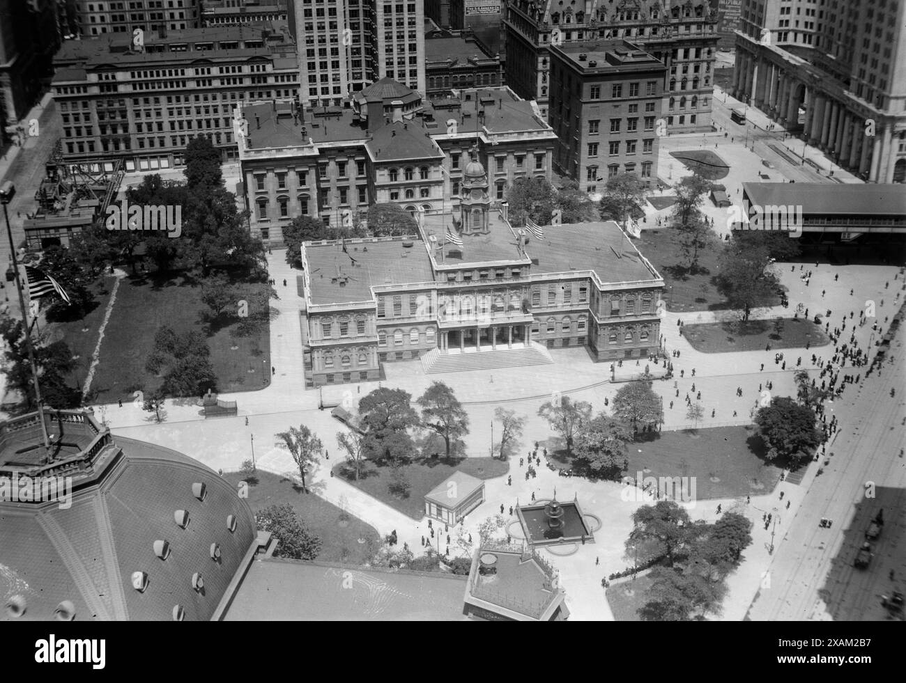 Rathaus und Park, N.Y., zwischen 1910 und 1915. Stockfoto