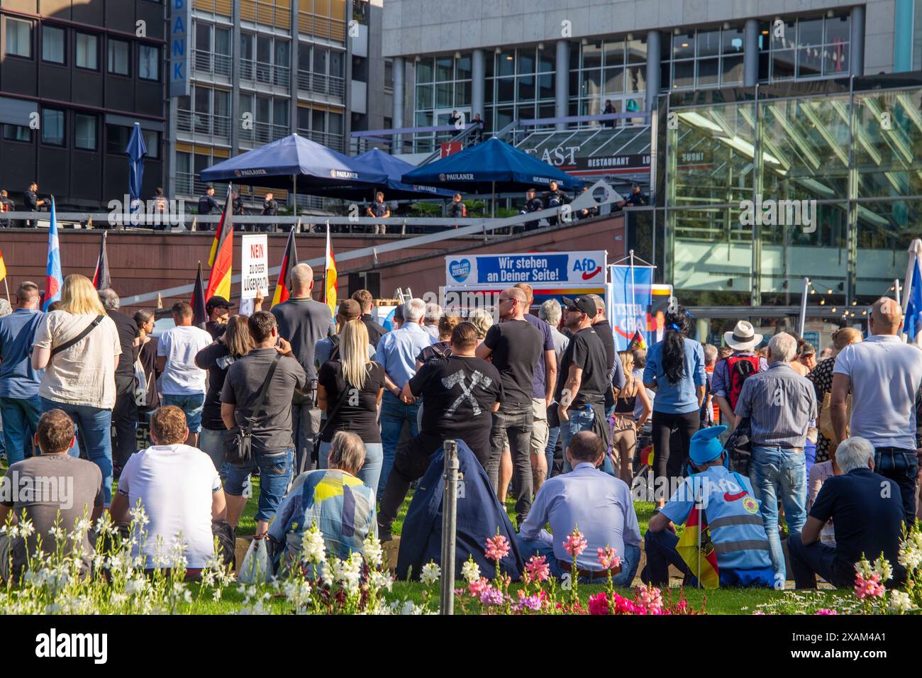 Kundgebung der AfD unter dem Motto ISLAMISMUS STOPPEN in Mannheim: Eine Woche zuvor kam es zu dem tödlichen Messerangriff eines mutmaßlichen Islamiste Stockfoto