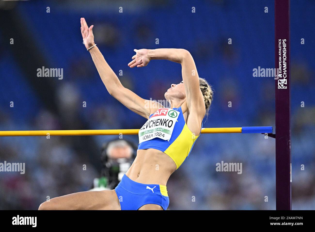 Rom, Italien. Juni 2024. Die ukrainische Julija Lewtschenko wurde während des Hochsprung-Events bei der Leichtathletik-Europameisterschaft in Rom am Freitag, den 7. Juni 2024, dargestellt. Die Leichtathletik-Europameisterschaften finden vom 7. Bis 12. Juni statt. BELGA FOTO JASPER JACOBS Credit: Belga News Agency/Alamy Live News Stockfoto