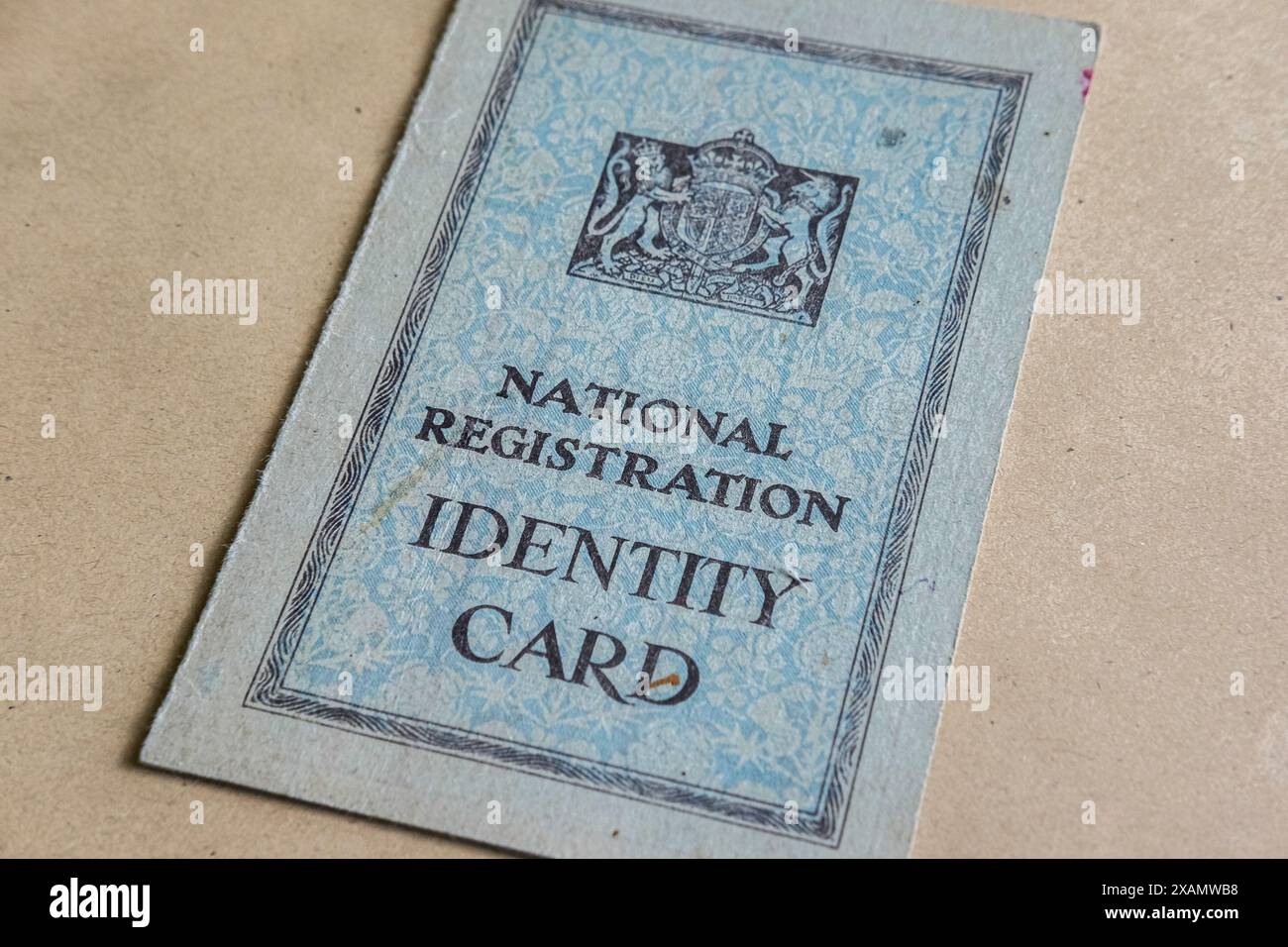 Nationale Registrierungs-ID-Karte aus den 1940er Jahren Großbritannien. Stockfoto