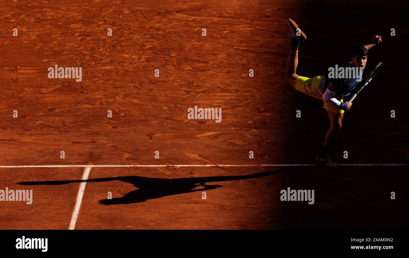 Roland Garros, 07. Juni 2024: Carlos Alcaraz (ESP) bei den French Open 2024. Alamy Live News/Corleve Stockfoto