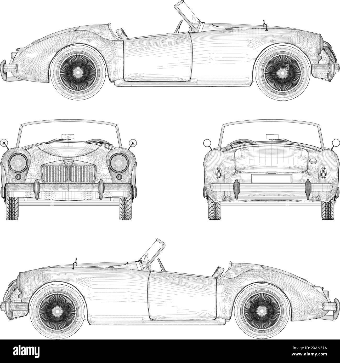 Old Retro Cabriolet Cabrio Vecto. Illustration Isoliertes Antikes Auto Auf Weißem Hintergrund. Stock Vektor