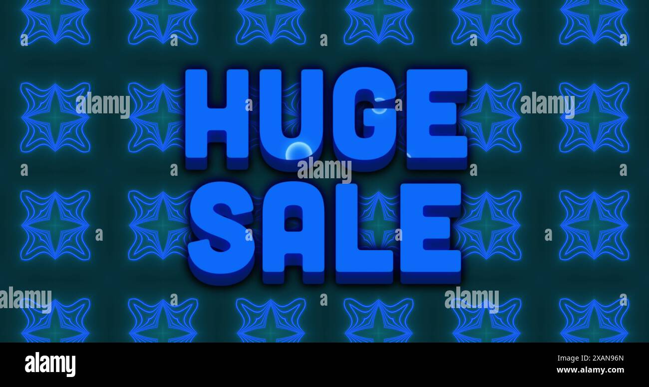 Bild eines riesigen Verkaufstextes über mehrfarbigem Wellenmuster vor x Symbolen im Hintergrund Stockfoto