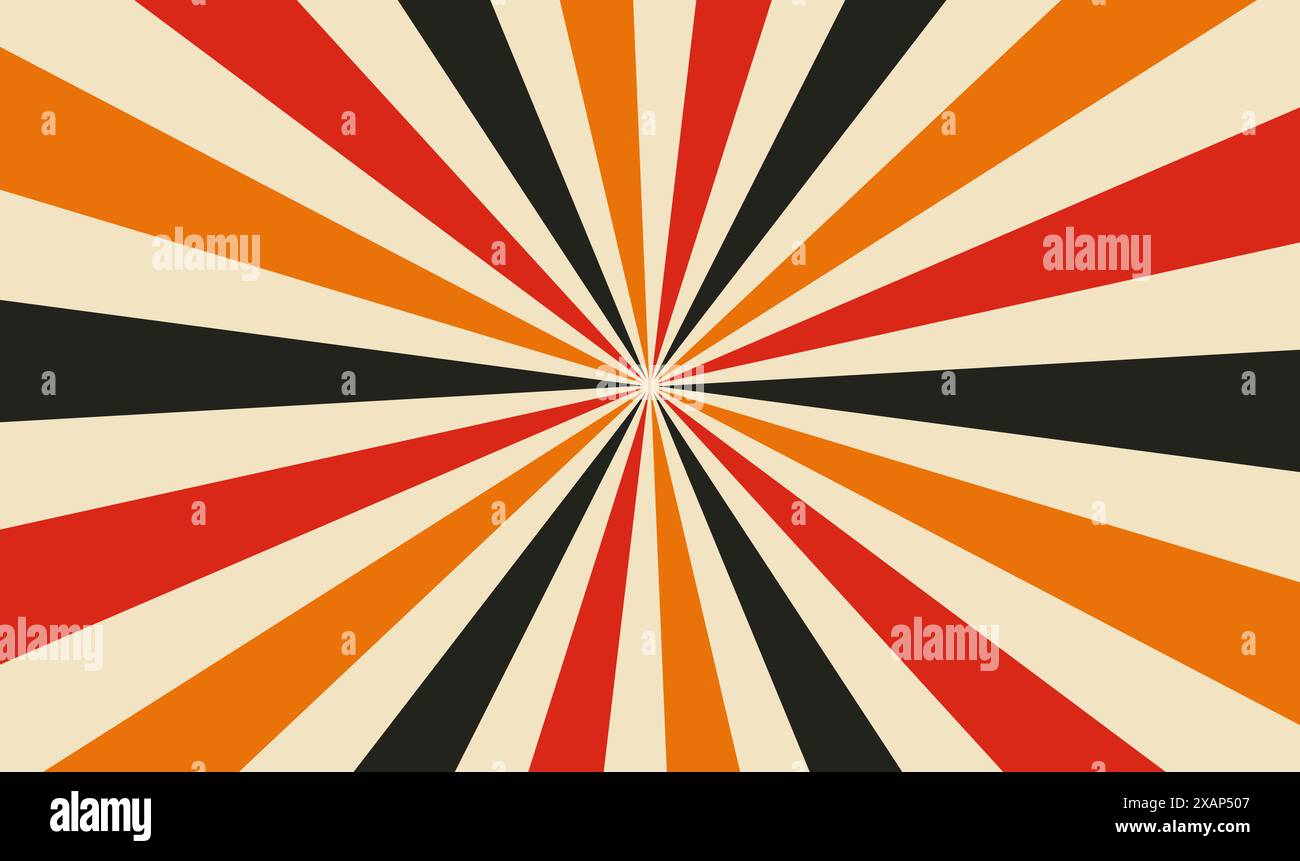 Sunburst Circus Hintergrund und spiralförmige Retro-Strahlen Vektormuster Stock Vektor