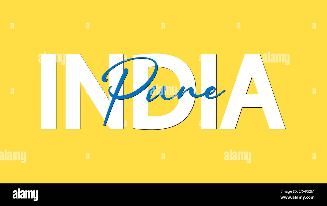 Pune in Indien Kalligraphie Konzept Vektor Illustration. Pune ist eine der größten Städte des indischen Bundesstaates Maharashtra Stock Vektor