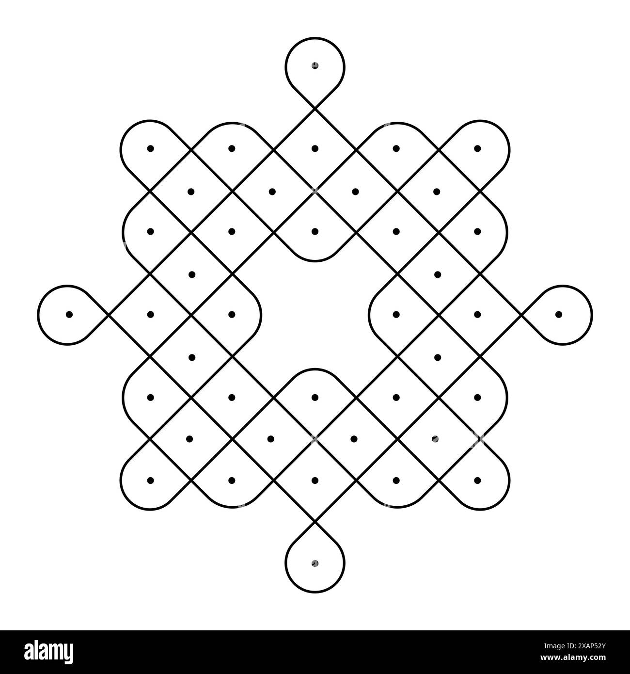 Abstrakter Kolam mit Punkten sikku Kolam Moderne Vektor-Illustration Stock Vektor