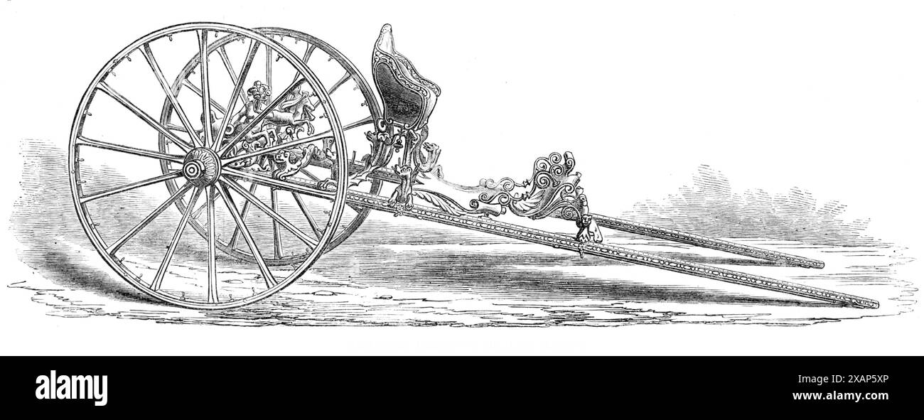 Kunstsammlungen im South Kensington Museum: Neapolitanischer Calesso des letzten Jahrhunderts, 1869. Eines von vielen Exemplaren antiker oder ausländischer Kunstfabriken in der Loan Collection und anderen Abteilungen des South Kensington Museums... Eine einzigartige Art von Kutsche, die vor hundert Jahren in der Stadt Neapel benutzt wurde und die als Calesso bezeichnet wurde. Aus Illustrated London News, 1869. Stockfoto