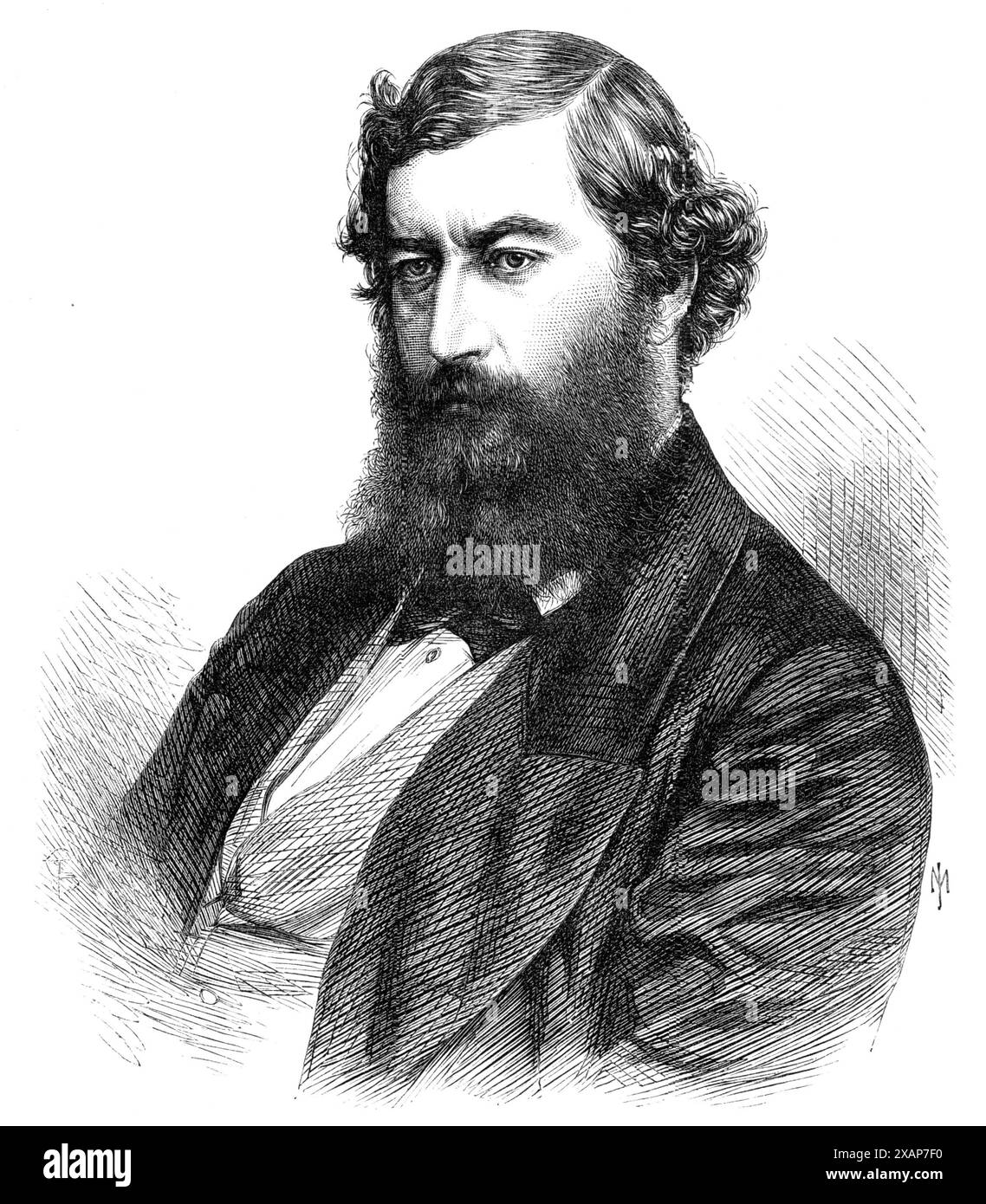 George Ward Hunt, M.P., Finanzminister, 1868. Der politische Aufstieg von Mr. Ward Hunt, der in seinem frühen Alter von 43 Jahren als Finanzminister gipfelte, begann 1852, als er Kandidat für den Bezirk Northampton war, aber erfolglos... Mr. Hunt nahm eine sehr prominente Position ein, indem er ein Gesetz über den Umgang mit dem Vieh einführte plague...it wurde frei gesagt, dass er im Falle der Machtübernahme der Konservativen sogar das Innensekretariat anstreben könnte... Modus i Stockfoto