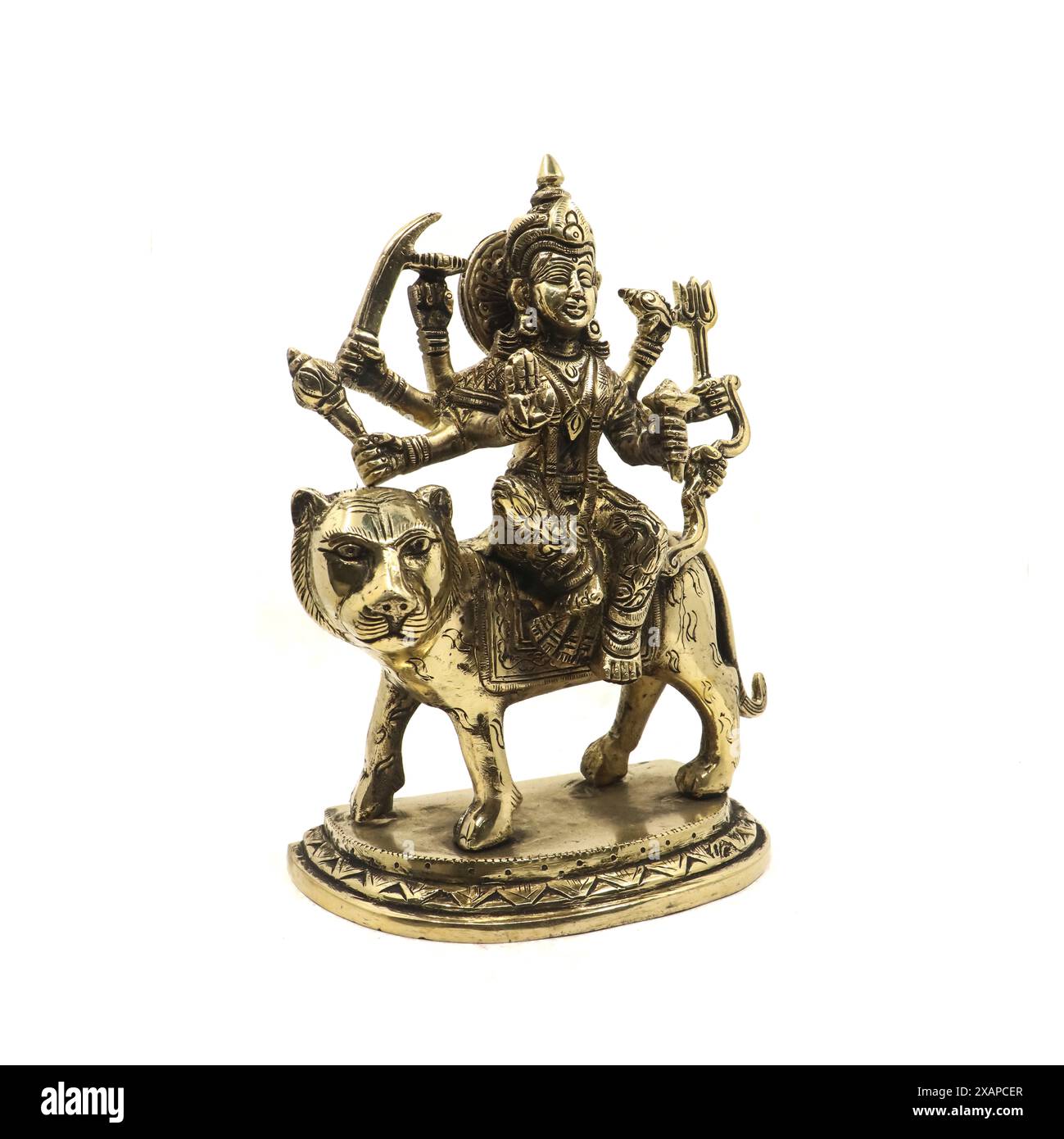 Statuette einer hinduistischen Göttin kali durga devi isoliert auf weißem Hintergrund Stockfoto