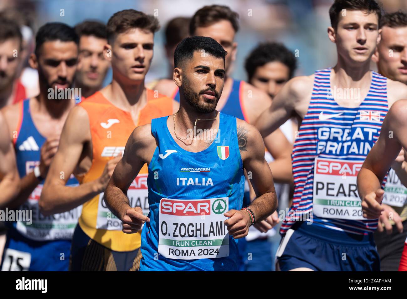 Rom, Italien. Juni 2024. ROM, ITALIEN - 8. JUNI: Osama Zoghlami aus Italien, der am 8. Juni 2024 in Rom im Stadio Olimpico am 2. Tag der Leichtathletik-Europameisterschaft in Rom 2024 in den 3000-m-Steeplechase-Männern antrat. (Foto: Joris Verwijst/BSR Agency) Credit: BSR Agency/Alamy Live News Stockfoto