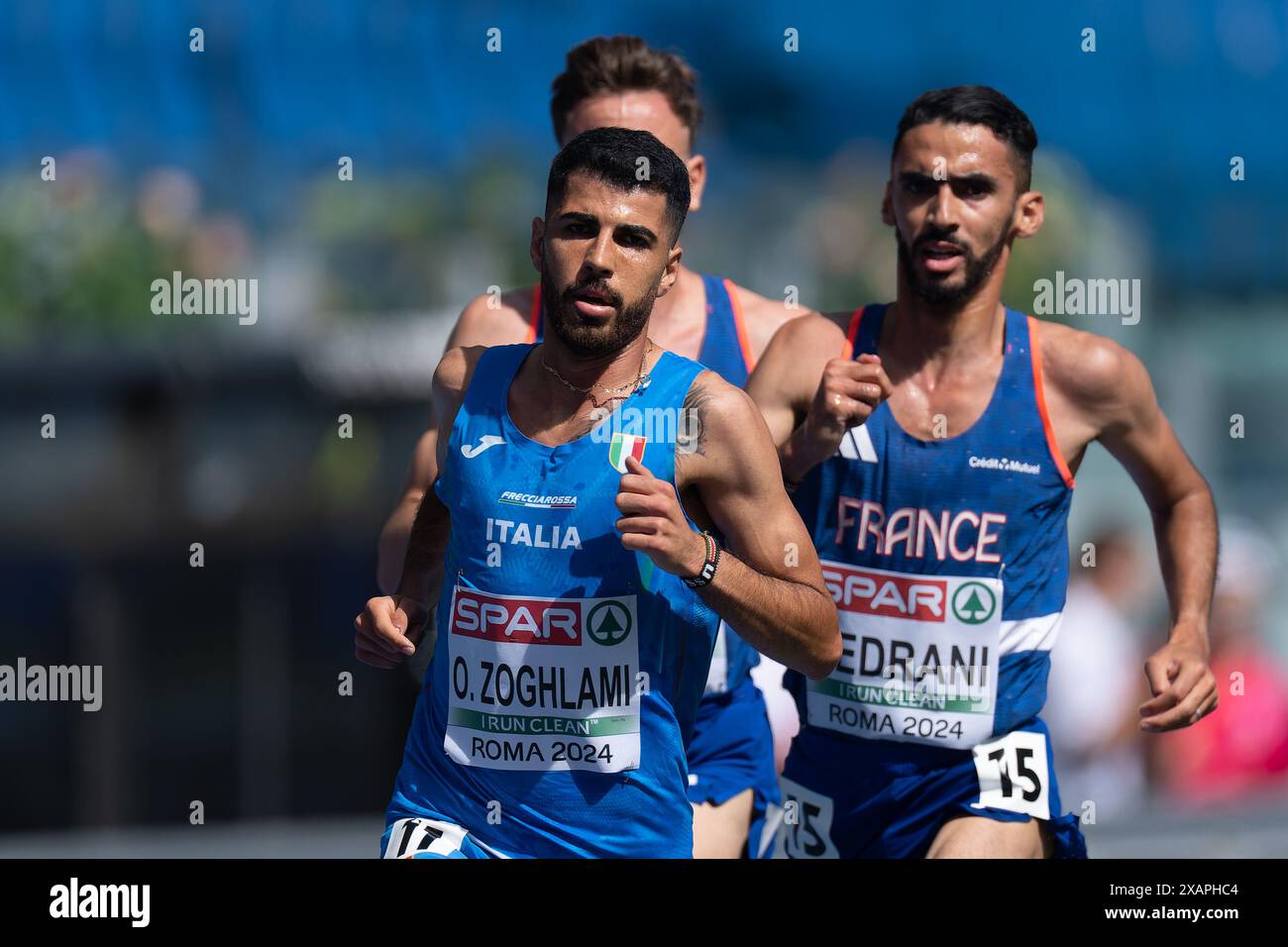 Rom, Italien. Juni 2024. ROM, ITALIEN - 8. JUNI: Osama Zoghlami aus Italien, der am 8. Juni 2024 in Rom im Stadio Olimpico am 2. Tag der Leichtathletik-Europameisterschaft in Rom 2024 in den 3000-m-Steeplechase-Männern antrat. (Foto: Joris Verwijst/BSR Agency) Credit: BSR Agency/Alamy Live News Stockfoto