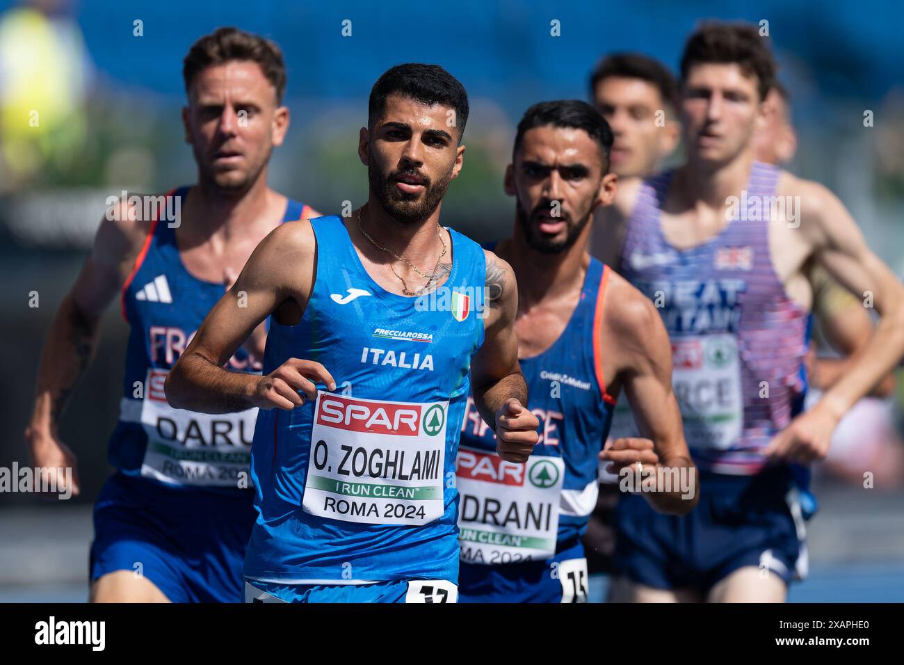 Rom, Italien. Juni 2024. ROM, ITALIEN - 8. JUNI: Osama Zoghlami aus Italien, der am 8. Juni 2024 in Rom im Stadio Olimpico am 2. Tag der Leichtathletik-Europameisterschaft in Rom 2024 in den 3000-m-Steeplechase-Männern antrat. (Foto: Joris Verwijst/BSR Agency) Credit: BSR Agency/Alamy Live News Stockfoto