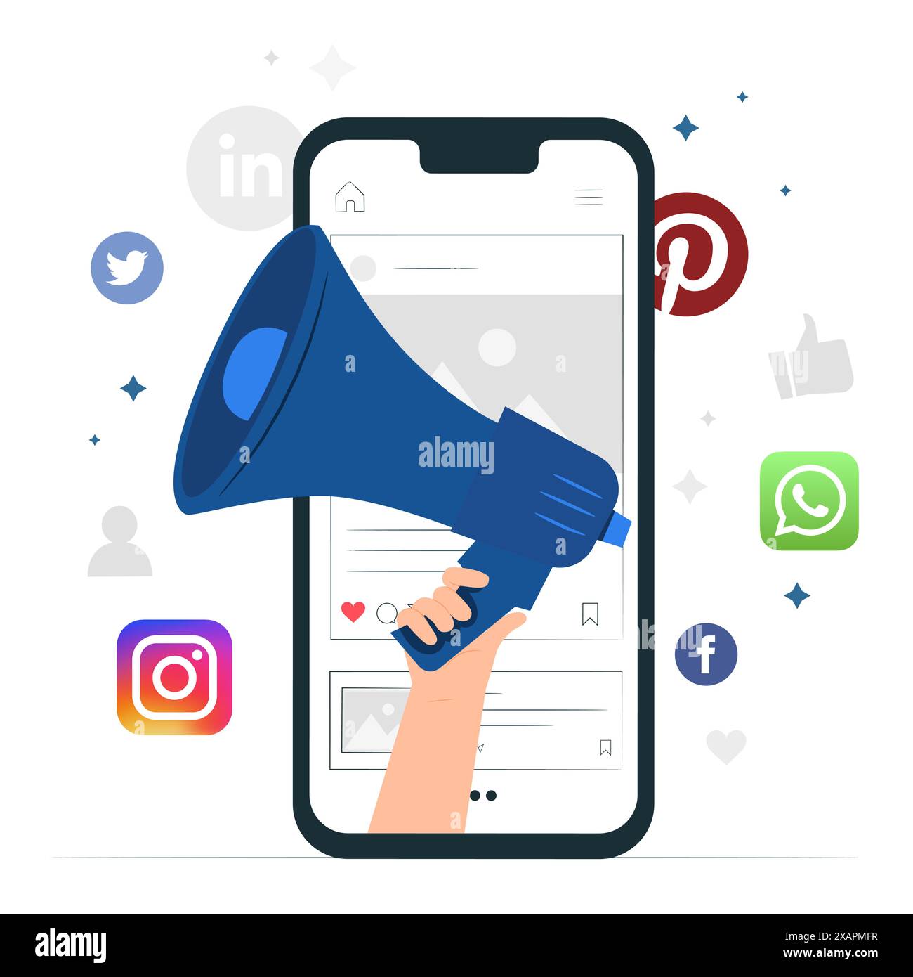 Mobiles Marketing, e-Commerce-Kunstkonzept. Stock Vektor