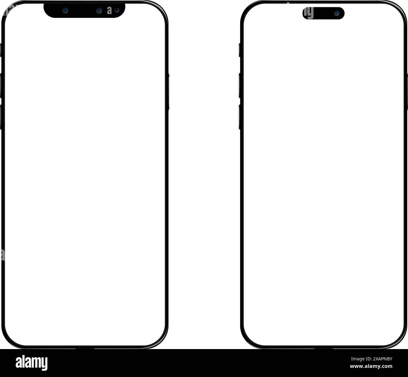 Smartphone-Modellsammlung 3D-Mobiltelefon. Modellbildschirm, Vorderansicht iphone Stock Vektor