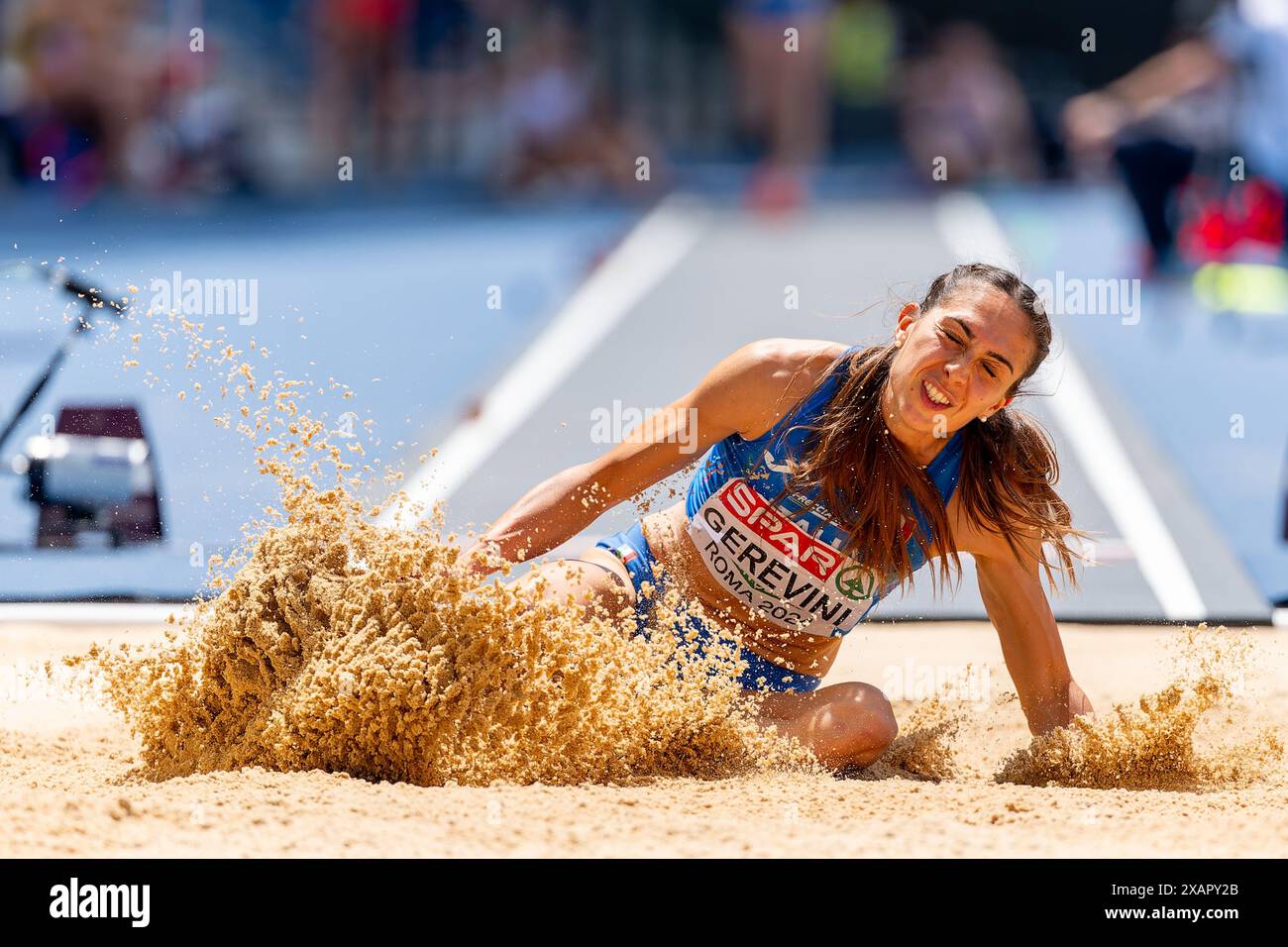 Rom, Italien. Juni 2024. ROM, ITALIEN - 8. JUNI: Sveva Gerevini aus Italien tritt am 2. Tag der Leichtathletik-Europameisterschaft Rom 2024 im Stadio Olimpico am 8. Juni 2024 in Rom an. (Foto: Joris Verwijst/BSR Agency) Credit: BSR Agency/Alamy Live News Stockfoto