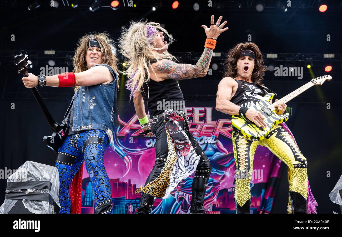 Steel Panther trat live beim Sweden Rock Festival 2024 auf Stockfoto