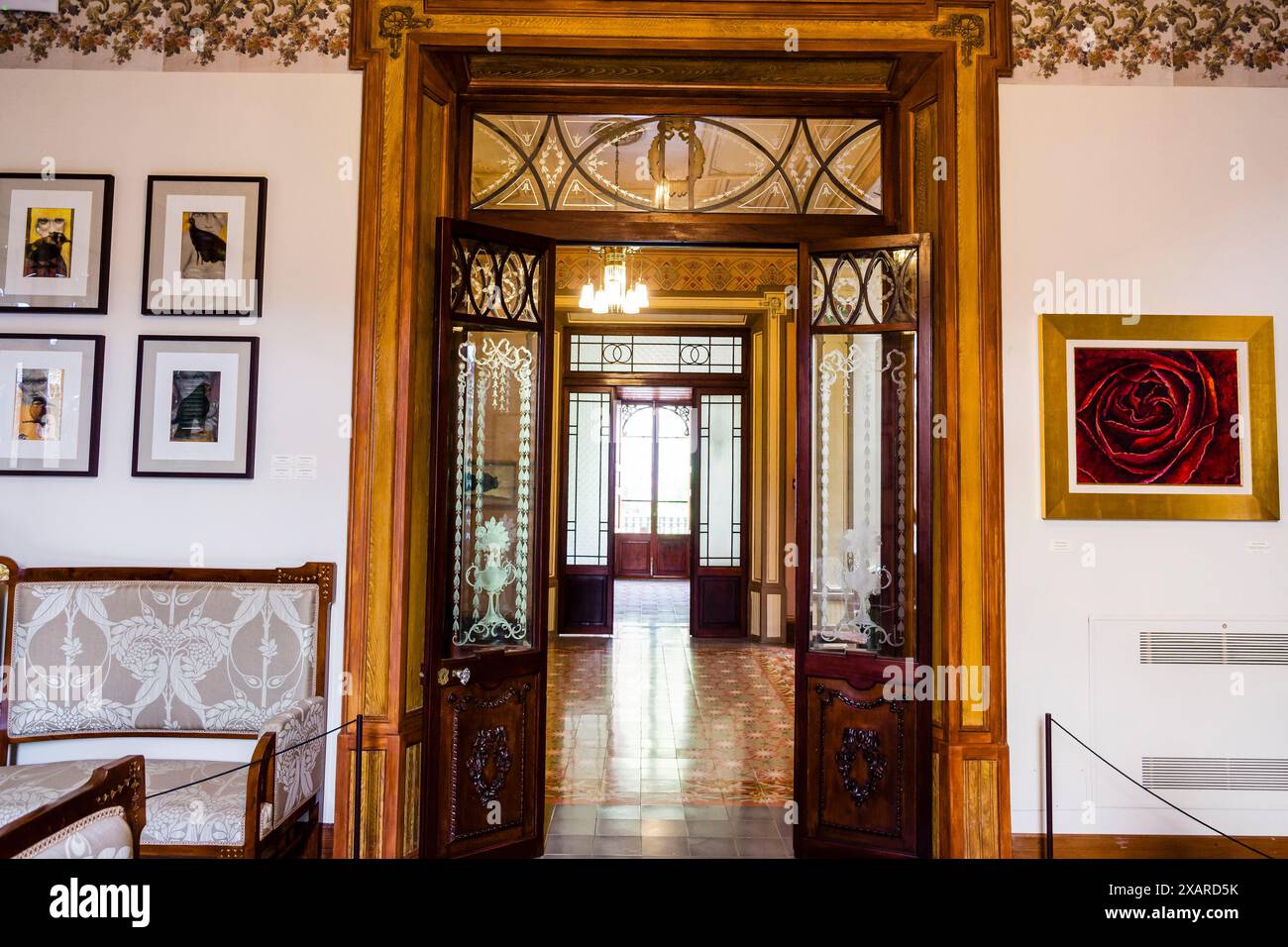 Modernistisches Gebäude von Can Prunera, 20. Jahrhundert, Soller, Sierra de Tramuntana, Mallorca, Balearen, Spanien. Stockfoto