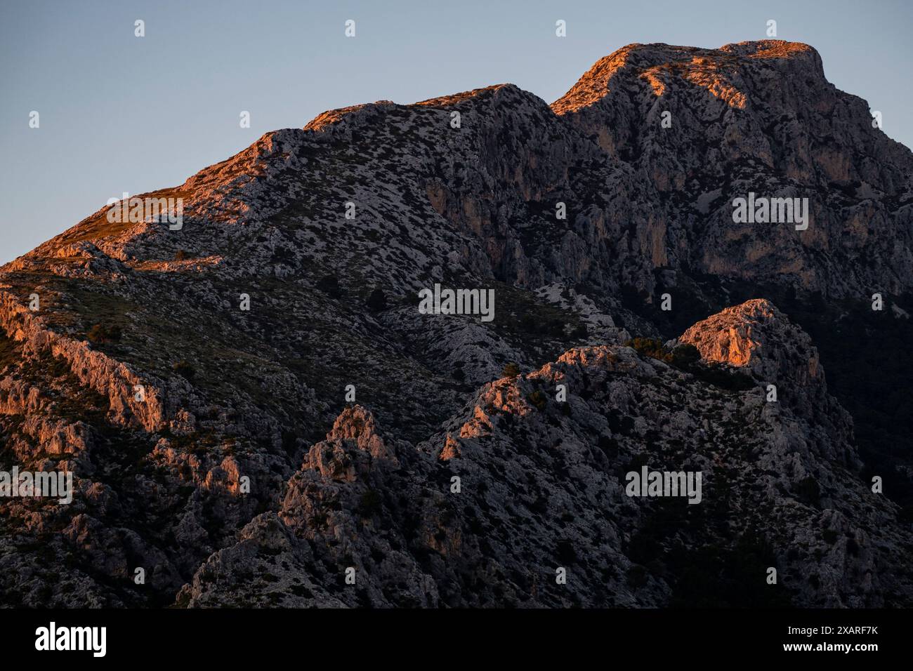 Puig de Galatzó, 1027 Metros de altura, Sierra de Tramuntana, Mallorca, Balearen, Spanien. Stockfoto