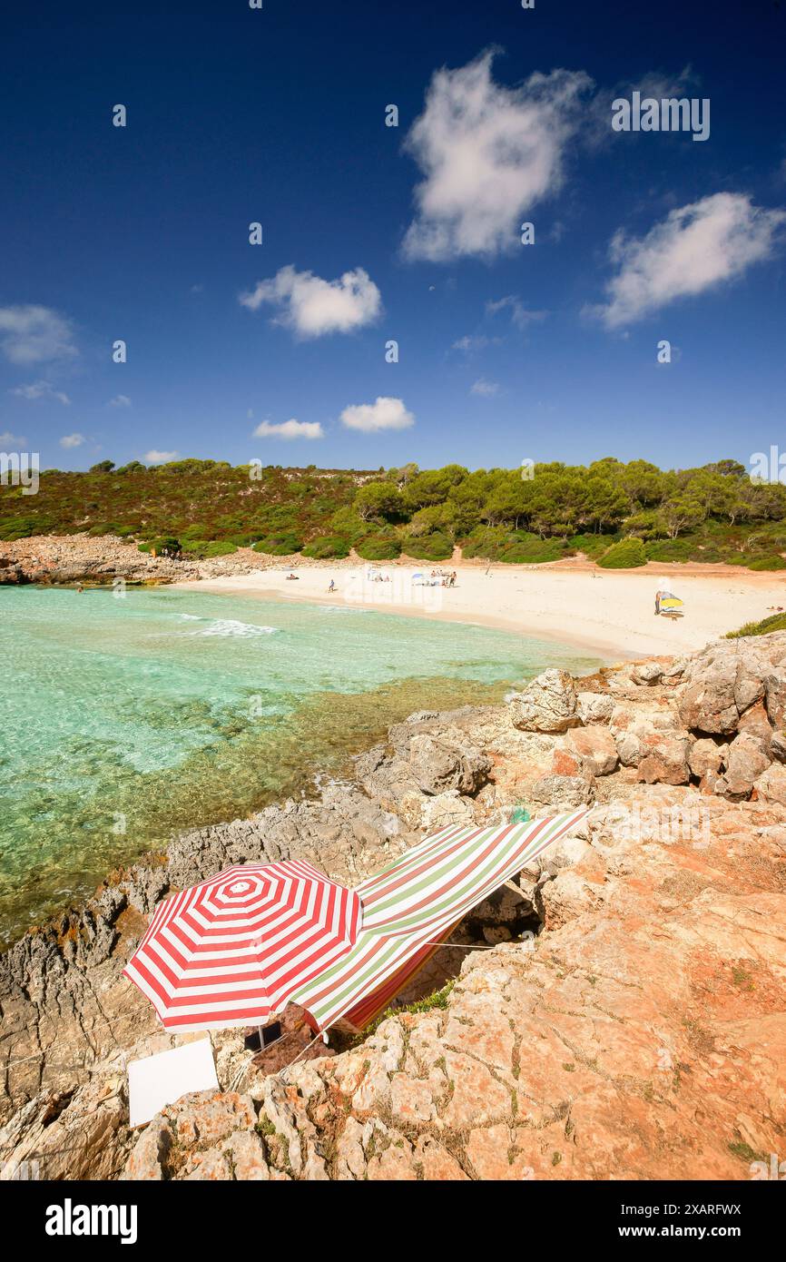 Cala Varques, eine unberührte Bucht in der Gemeinde Manacor, Mallorca, Spanien. Stockfoto