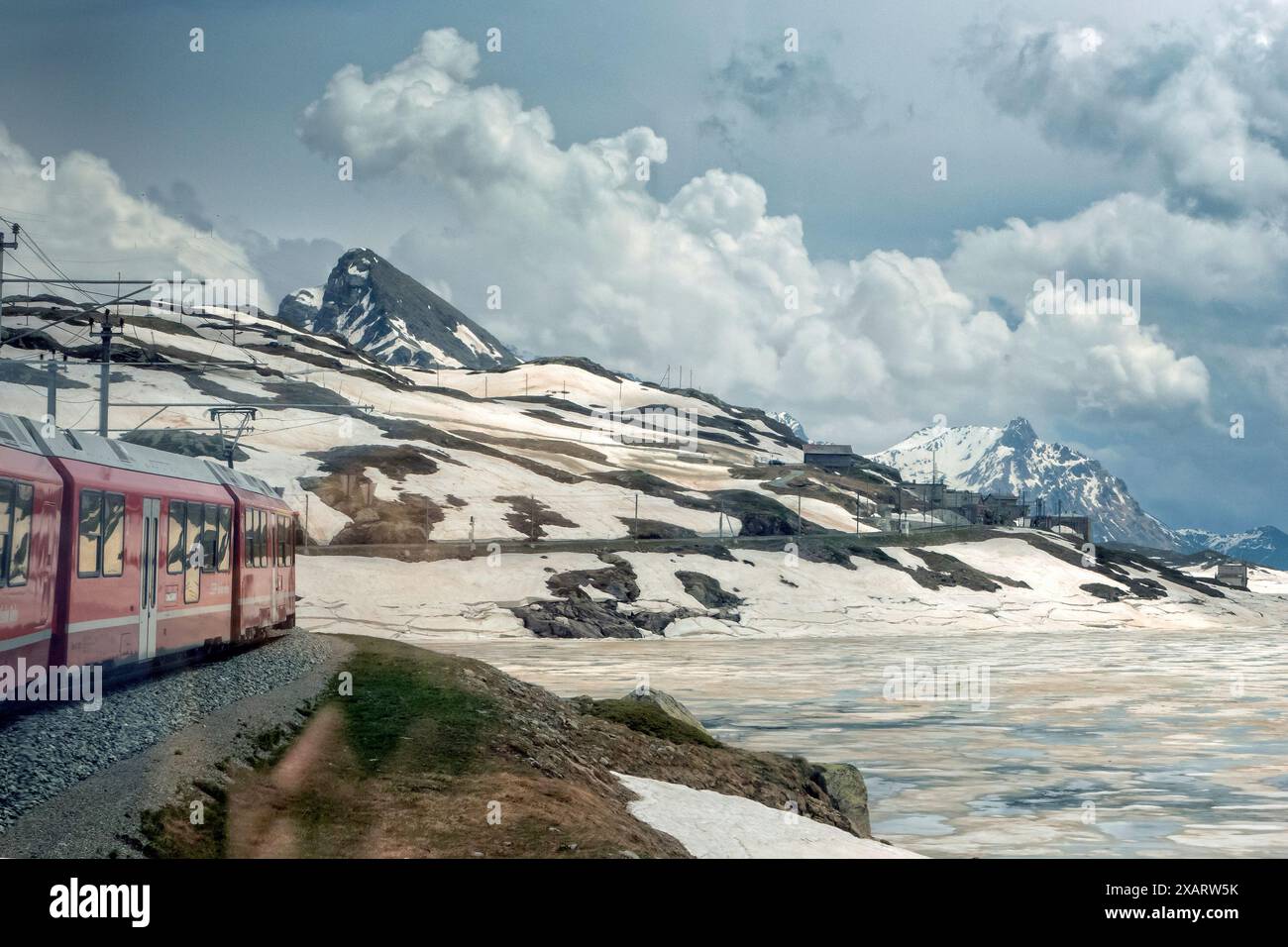 Alp Grum auf dem Bernina Express St. Moritz nach Tirano Stockfoto