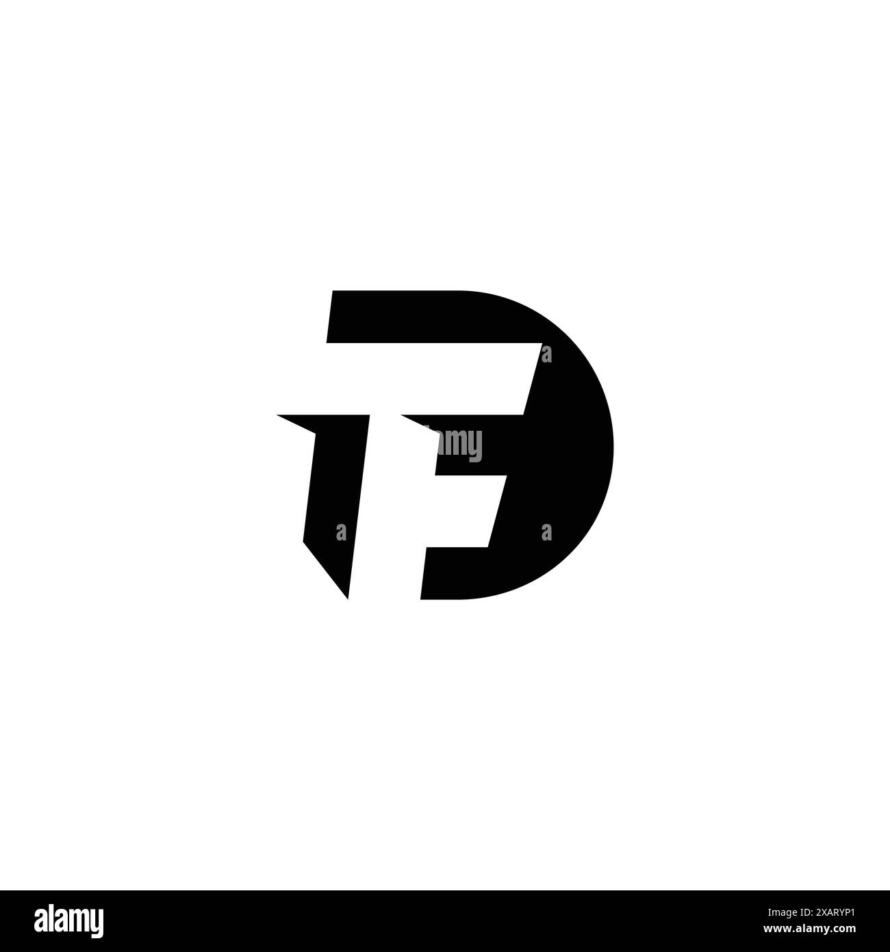 DTF abstraktes Logo mit Monogramm, Buchstaben und Buchstaben. Vektorabbildung Stock Vektor