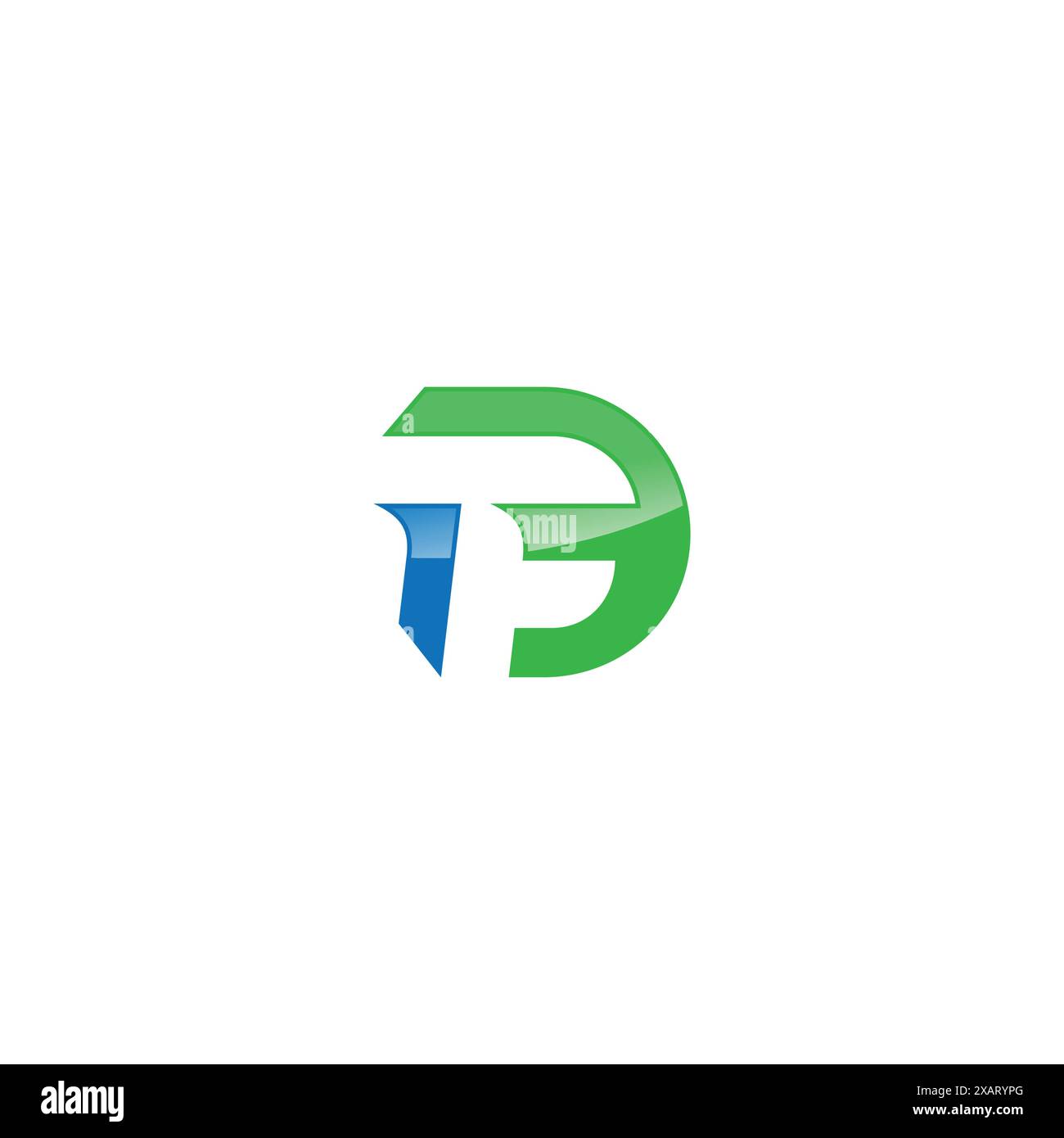 DTF abstraktes Logo mit Monogramm, Buchstaben und Buchstaben. Vektorabbildung Stock Vektor