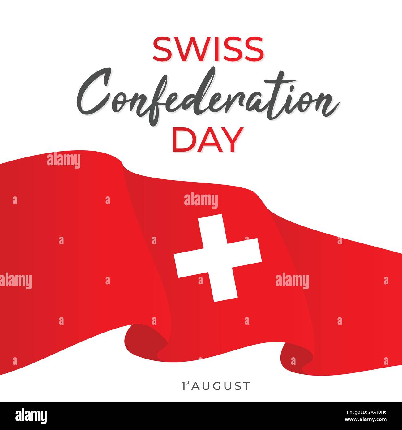 Poster zum Tag der Schweizerischen Eidgenossenschaft mit Schweizer Flagge. Vektordarstellung Stock Vektor