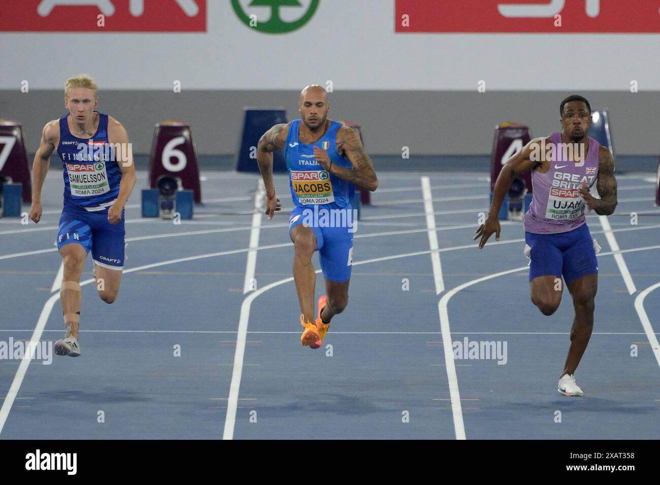 Roma, Italien. Juni 2024. Italiens Marcell Jacobs tritt bei den 100m