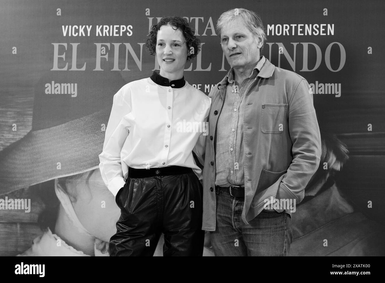 Schauspielerin Vicky Krieps und Schauspieler Viggo Mortensen während eines Fotobesuchs für den neuen Film „bis zum Ende der Welt“ im Hotel Urso am 8. Mai 2024 in Madrid, Spanien. Mit: Vicky Krieps, Viggo Mortensen Wo: Madrid, Spanien Wann: 08 Mai 2024 Credit: Oscar Gonzalez/WENN Stockfoto