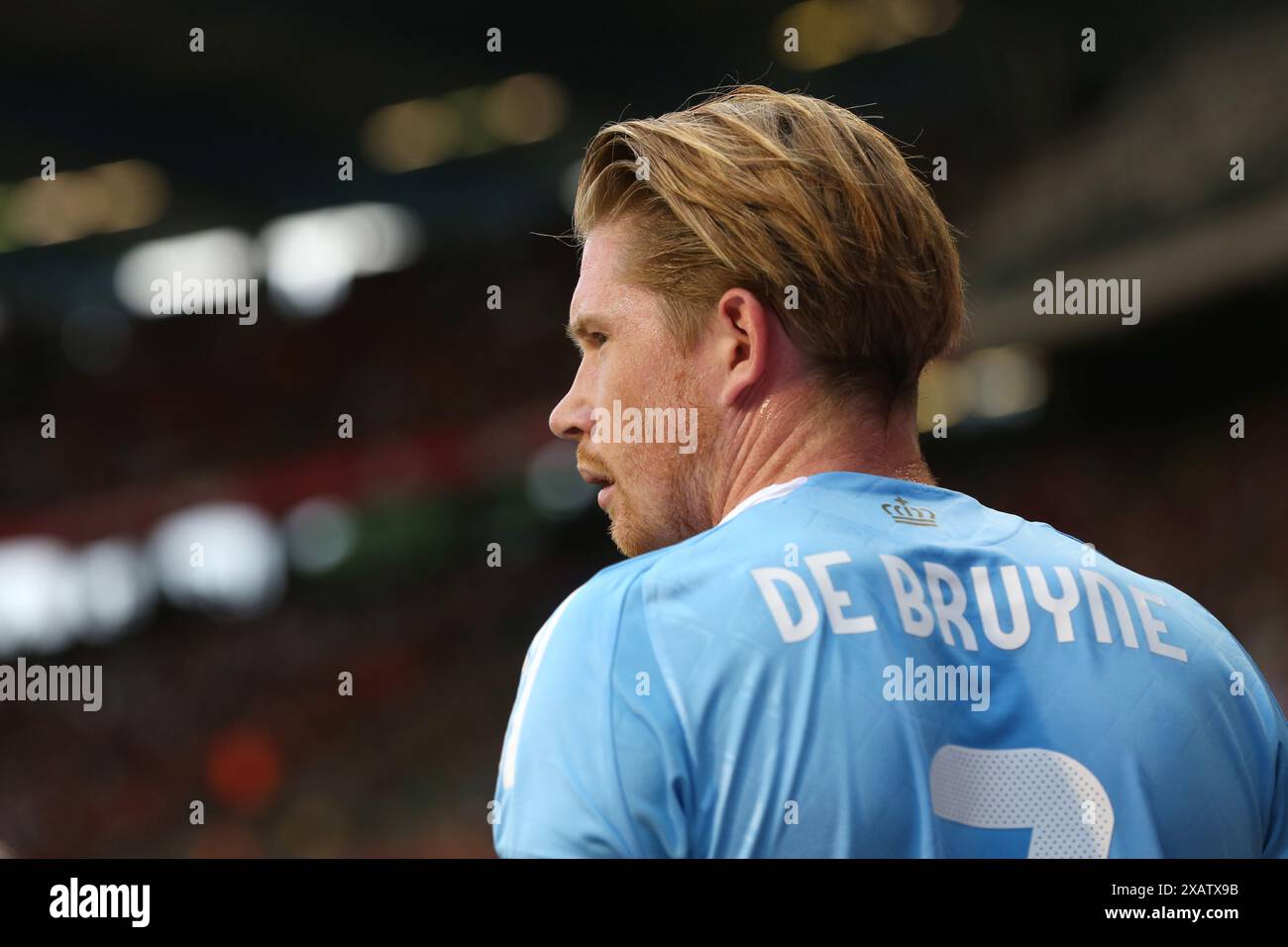 Brüssel, Belgien Juni 2024. Kevin de Bruyne von Belgien reagiert auf ein Freundschaftsspiel zwischen Belgien und Luxemburg in Brüssel, Belgien, am 8. Juni 2024. Quelle: Zhao Dingzhe/Xinhua/Alamy Live News Stockfoto