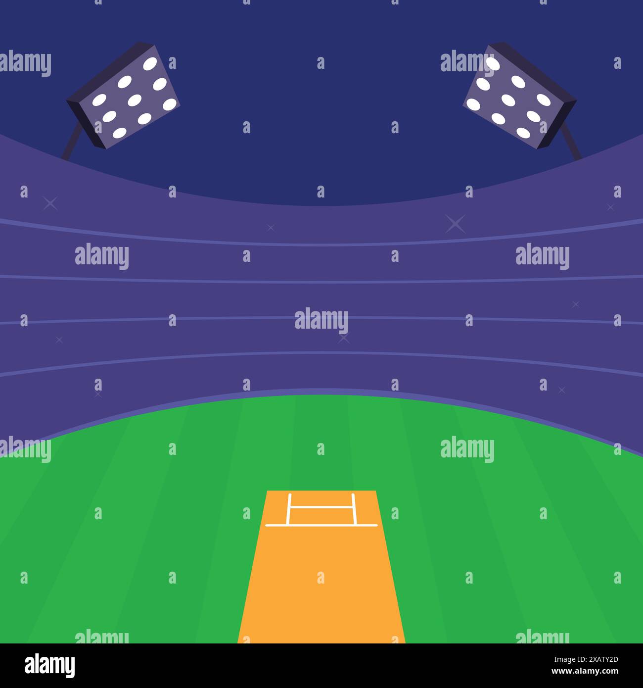 Cricket-Feld-Symbol. Cricket Ground Symbol Vektor. Cricket-Sportstadion-Vektor-Illustration. Stadion der Cricket-Sportarten Stock Vektor