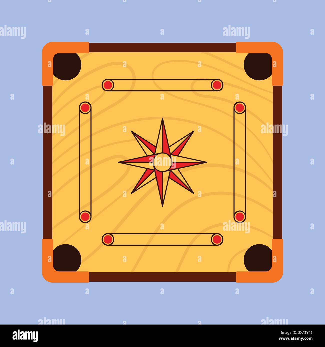 Hölzerne Carrom Brettspiel Vektor Illustration Carrom Spiel Icon Indisches Carrom Brettspiel Stock Vektor