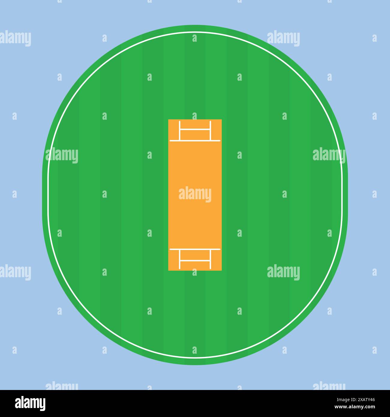 Cricket-Feld-Symbol. Cricketfeld von oben. Cricket Ground Draufsicht Vektor Stock Vektor