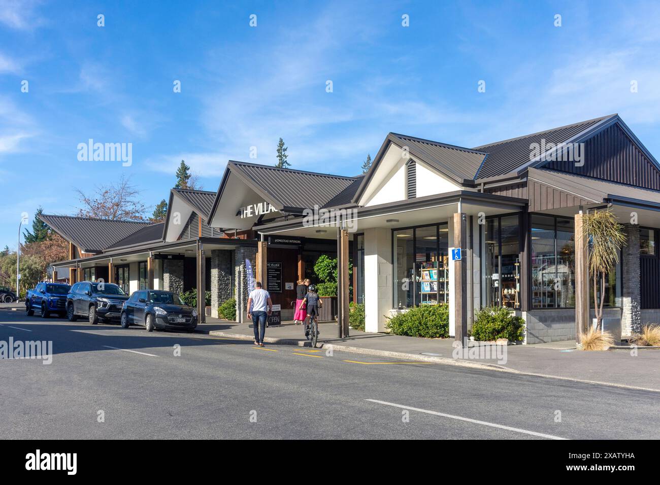 Eintritt zum Village Shopping Centre, Chisholm Crescent, Hanmer Springs, North Canterbury, Region Canterbury, Neuseeland Stockfoto