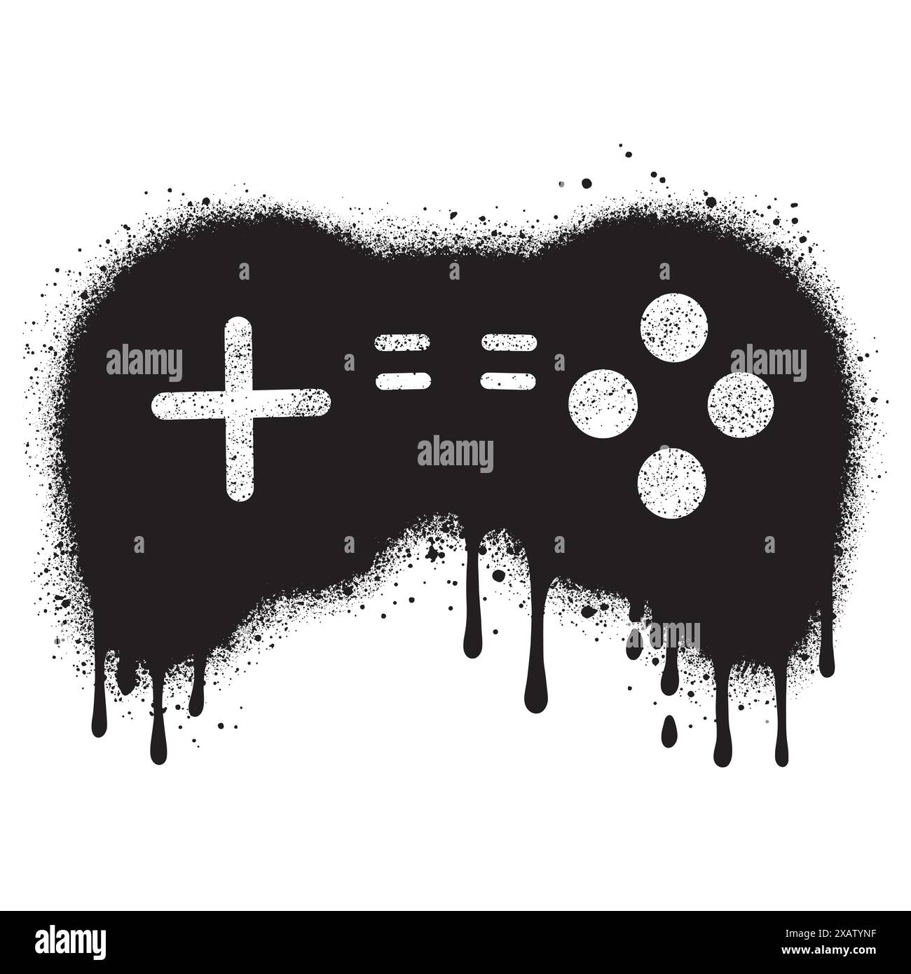 Lackierter Graffiti-Joystick, isoliert mit weißem Hintergrund gesprüht. Stock Vektor