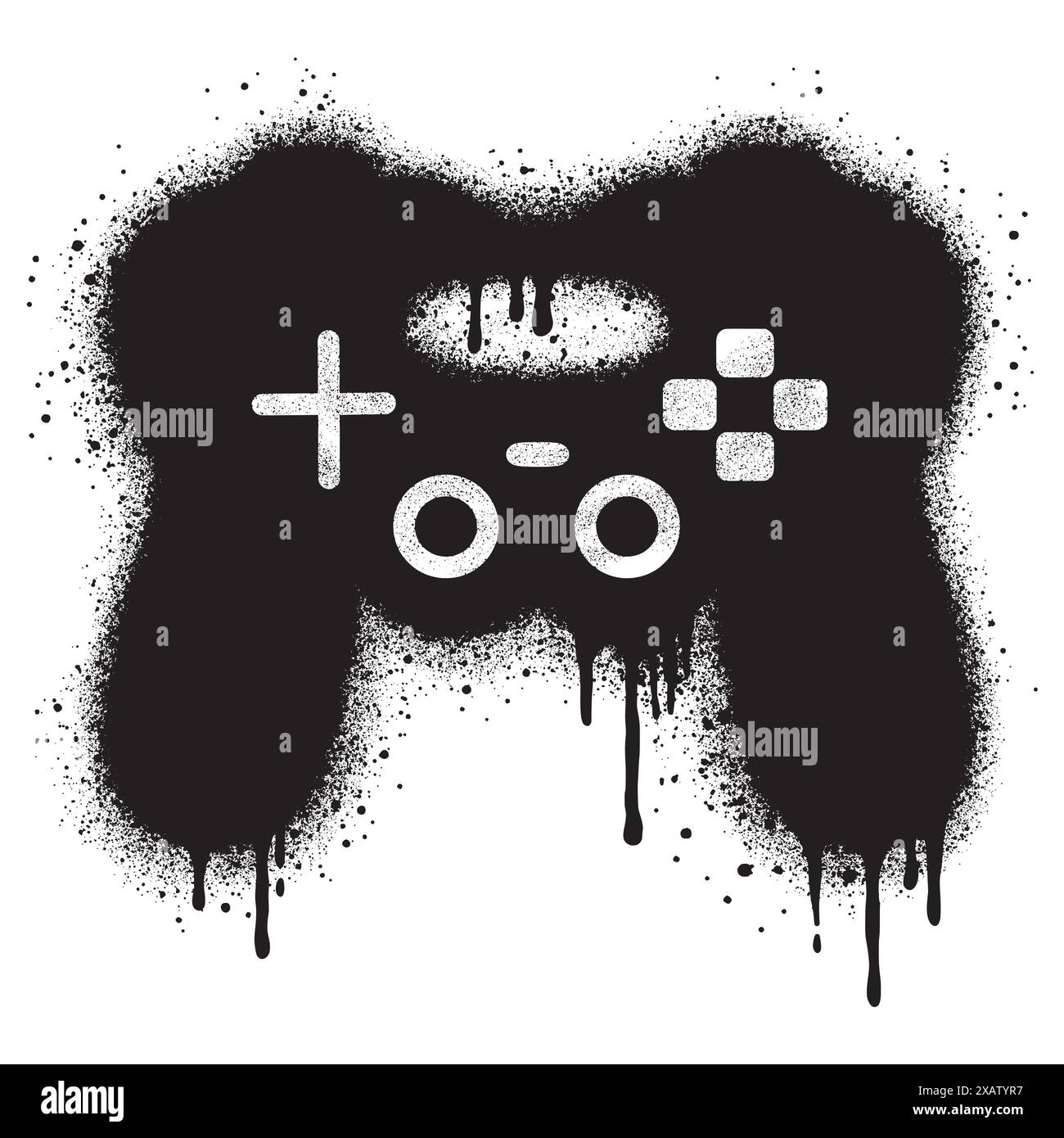 Lackierter Graffiti-Joystick, isoliert mit weißem Hintergrund gesprüht. Stock Vektor