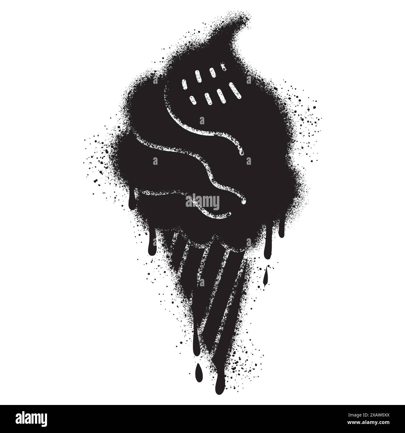 Burger-Logo im urbanen Graffiti-Stil mit schwarzer Sprühfarbe. Vektorabbildung. Stock Vektor