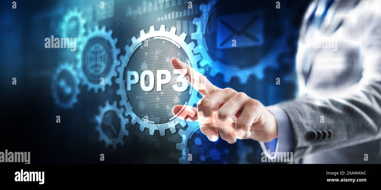 Pop3. Internet Postal Protocol. Universeller Hintergrund. Stockfoto