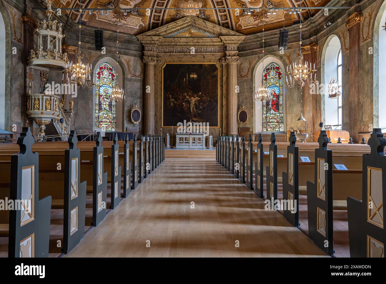 Die Hedvig-Kirche in Norrköping wurde 1673 fertiggestellt und ursprünglich für die deutschsprachige Bevölkerung der Stadt erbaut, daher ihr anderer Name „der Deutsche“ Stockfoto
