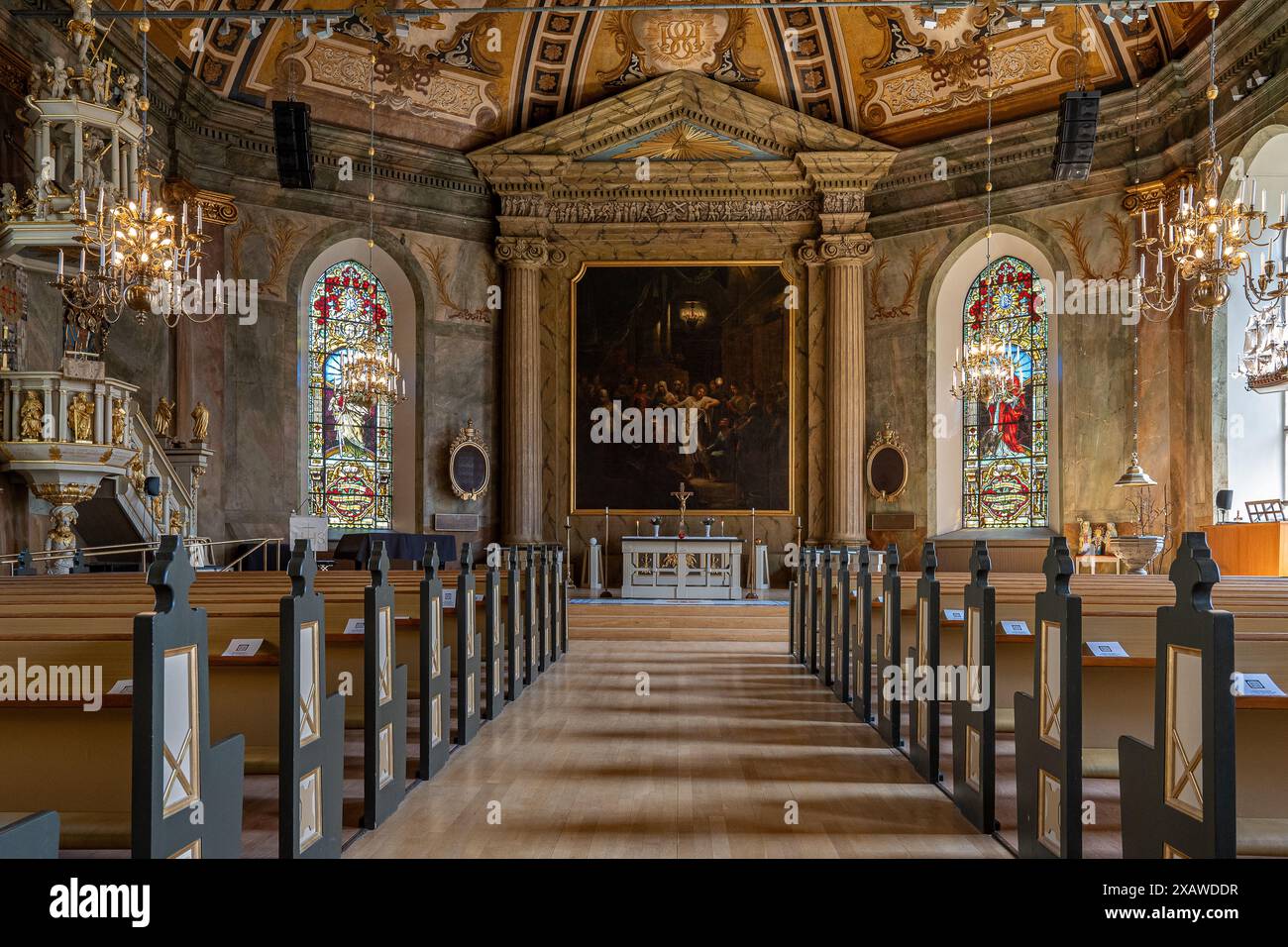 Die Hedvig-Kirche in Norrköping wurde 1673 fertiggestellt und ursprünglich für die deutschsprachige Bevölkerung der Stadt erbaut, daher ihr anderer Name „der Deutsche“ Stockfoto