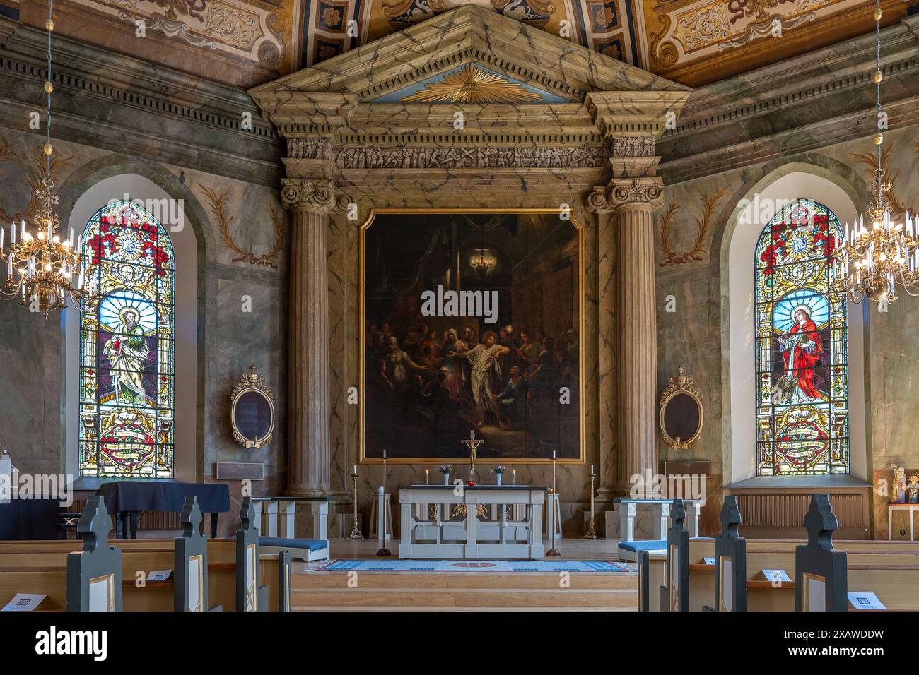 Die Hedvig-Kirche in Norrköping wurde 1673 fertiggestellt und ursprünglich für die deutschsprachige Bevölkerung der Stadt erbaut, daher ihr anderer Name „der Deutsche“ Stockfoto