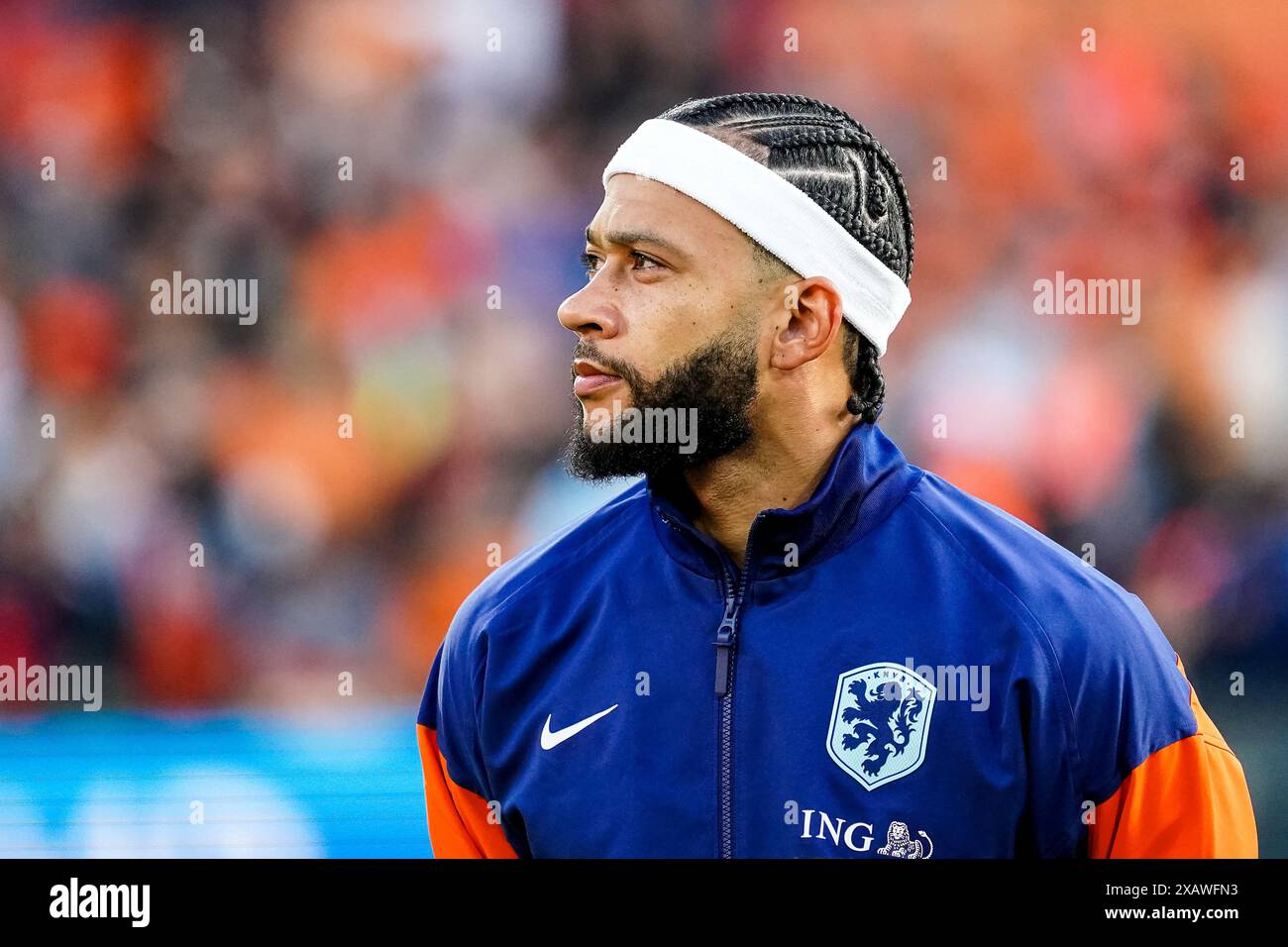ROTTERDAM, NIEDERLANDE - 6. JUNI: Memphis Depay aus den Niederlanden sieht vor dem internationalen Freundschaftsspiel zwischen den Niederlanden und Kanada AT an Stockfoto