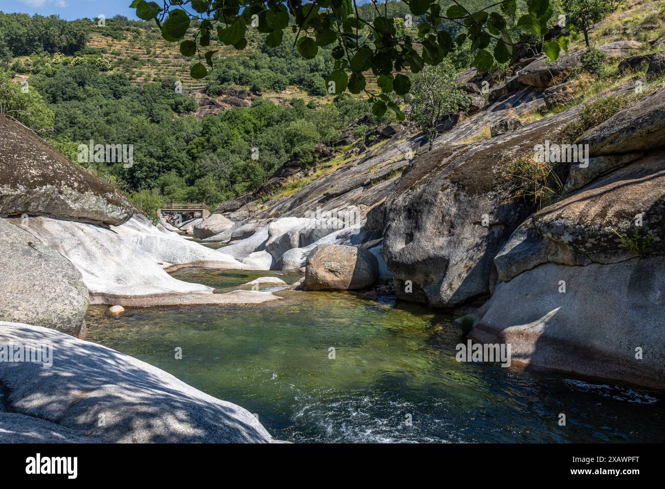 Los Pilones, Piscinas naturales en el Valle del Jerte, en la Garganta de los Infiernos, Son un espectáculo Natural. Cáceres, España Stockfoto