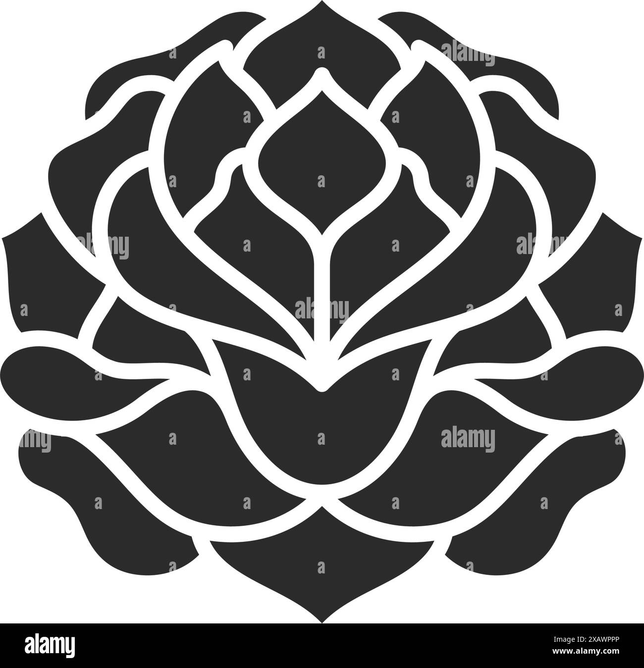 Rose Blume Knospe und Blütenblätter Silhouette Vektor Illustration. Zeichnung im Boho-Stil für die Druckvorlage für Poster. Botanisches Konzeptdesign. Stock Vektor