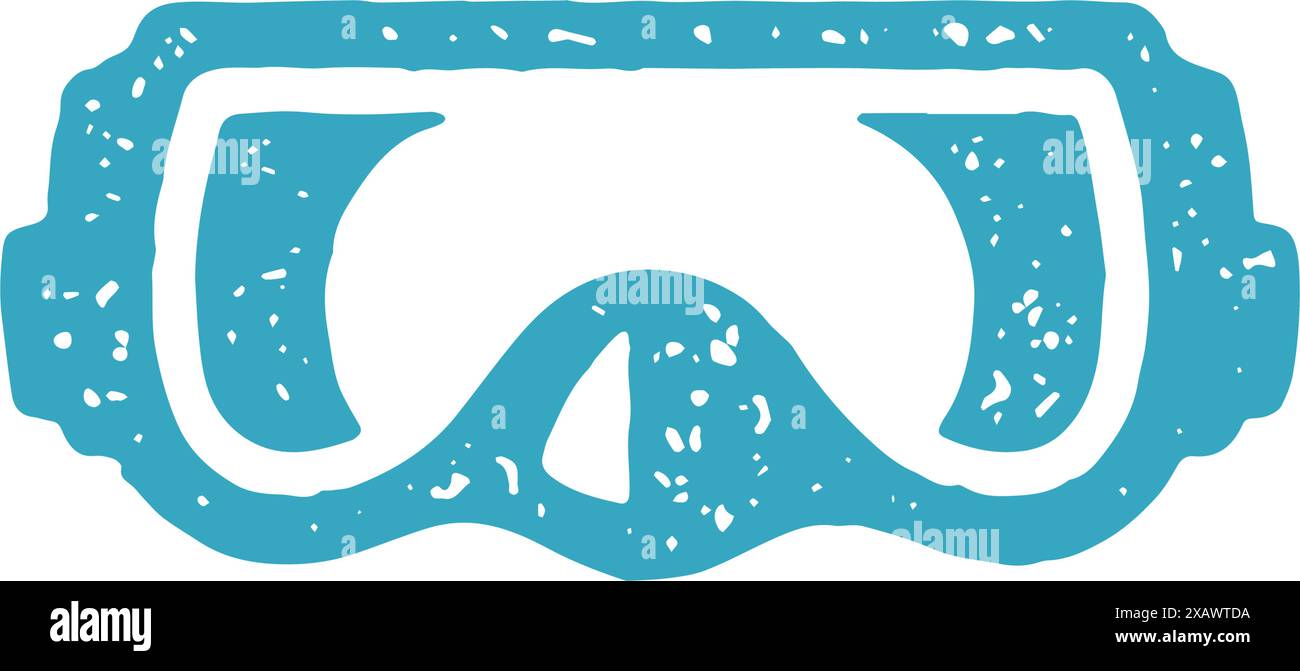 Schutzbrille für Unterwasser Schwimmen Tauchen Schnorcheln extreme Freizeitaktivitäten Hobby Grunge Textur Vektor Illustration. Tauchermaske Ausrüstung Stock Vektor